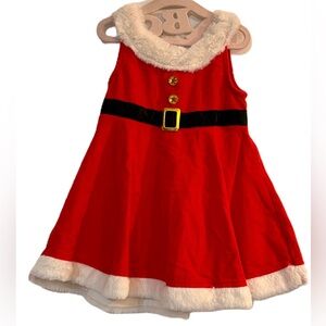 Nannette Christmas Holidays Red Belted 2T Santa Clause Dress 100% cotton